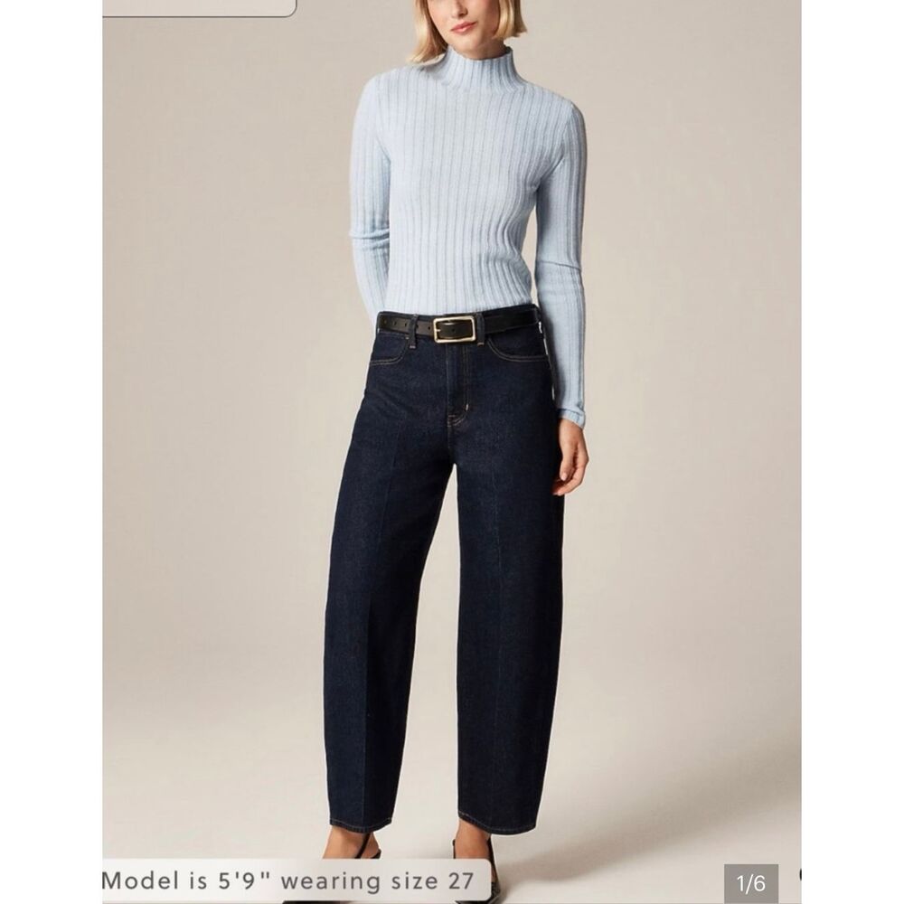 J.Crew Lasso Barrel Jean in dark rinse wash NWT size P27